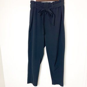 32 Cool Black athletic paperbag straight leg elastic band pants medium